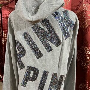 Gray PINK Victoria’s Secret   zip up sweater